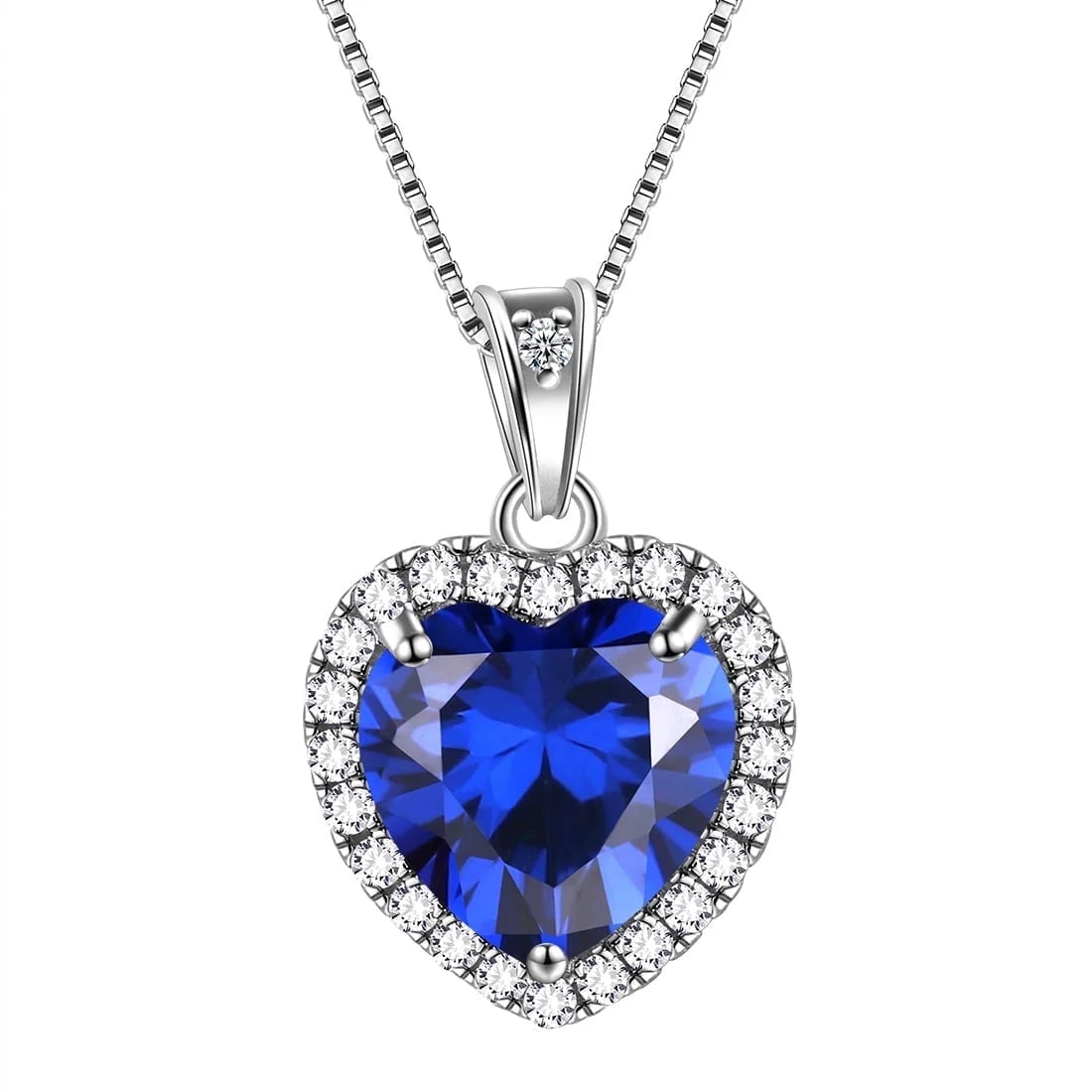 September Birthstone Necklace for Women, Blue Heart Necklace Sapphire Crystal CZ 925 Sterling Silver Necklaces Pendant Jewelry Girls Birthday Valentine'S Day Gifts