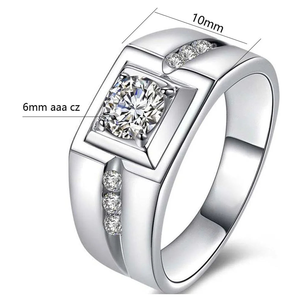 Matching Rings Couple Rings 10Kt White Gold Plated CZ Wedding Ring for Women Men Ring